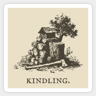 Rustic Kindling and Chopping Block Illustration Sticker